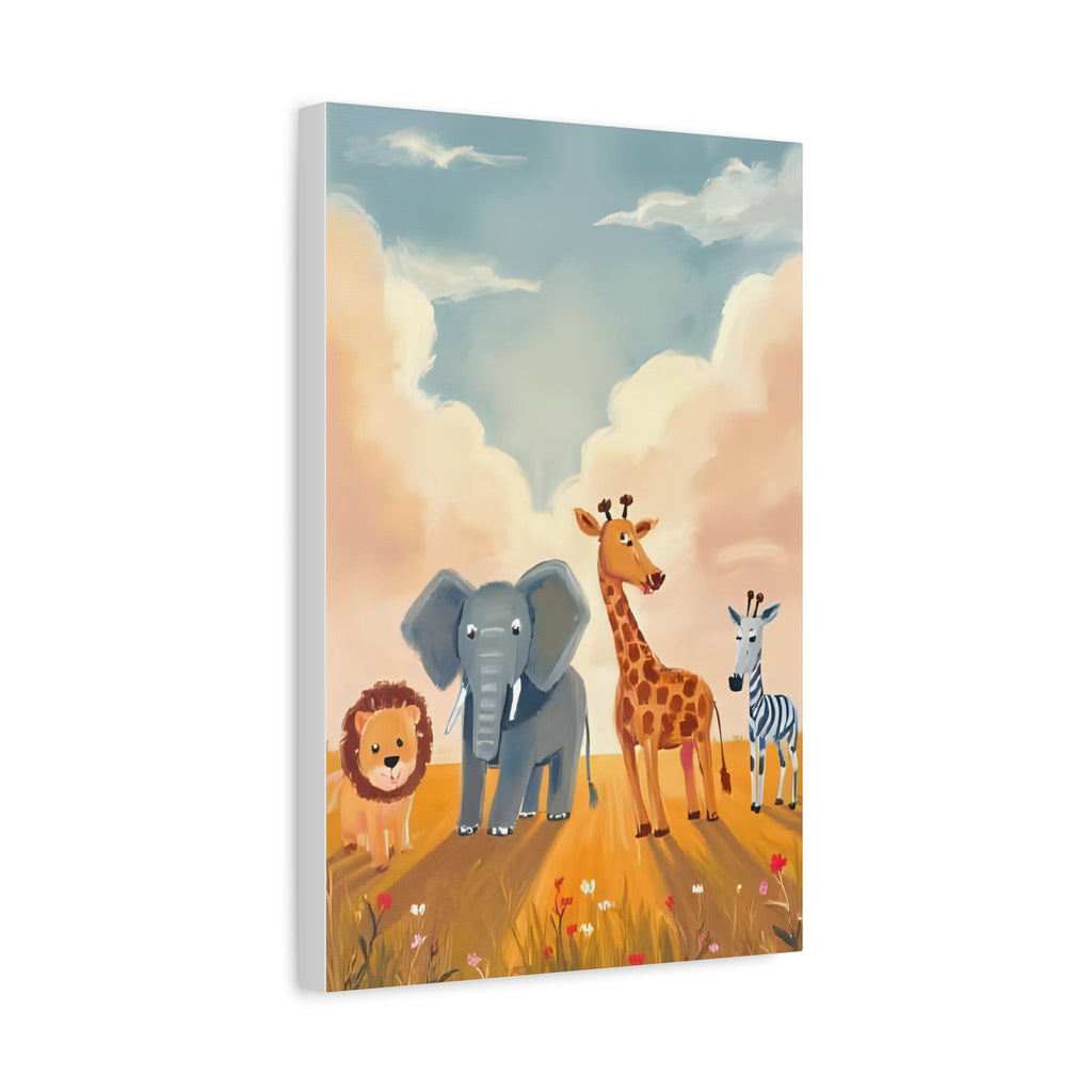 Cute Animal Kids Canvas Art, Safari Nursery Wall Decor, Safari Theme Print, Baby Shower Gift, Playroom Decoration - Katoon kid 