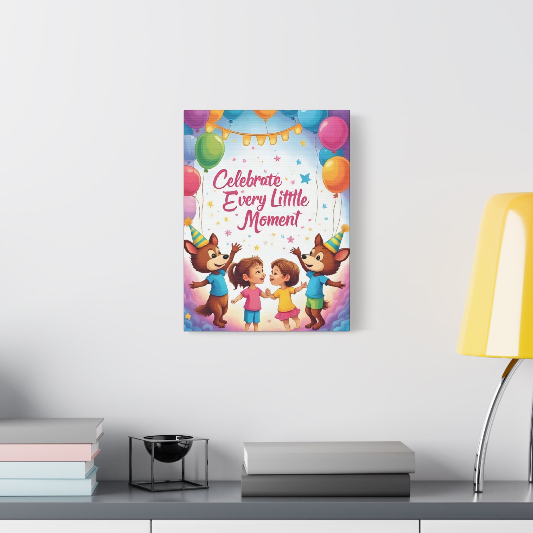 Canvas Wall Art - Celebrate Every Little Moment, Kids Room Decor, Nursery Artwork, Birthday Party Decoration, Playroom Wall Decor - Katoon kid 