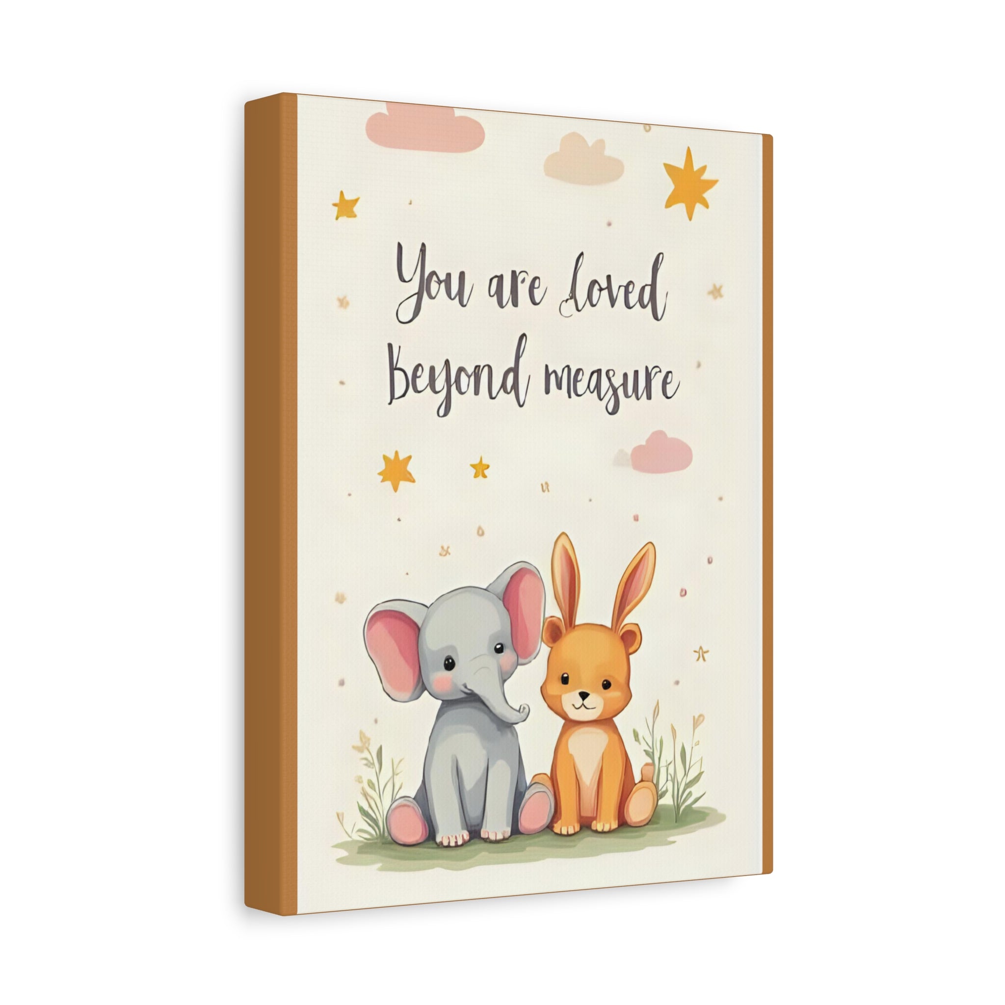 “You’re loved” Whimsical Canvas Artwork, Nursery Decor, Baby Shower Gift, Kids Room Wall Art, Inspirational Childrens Print, Cute Animal Illustration - Katoon kid 