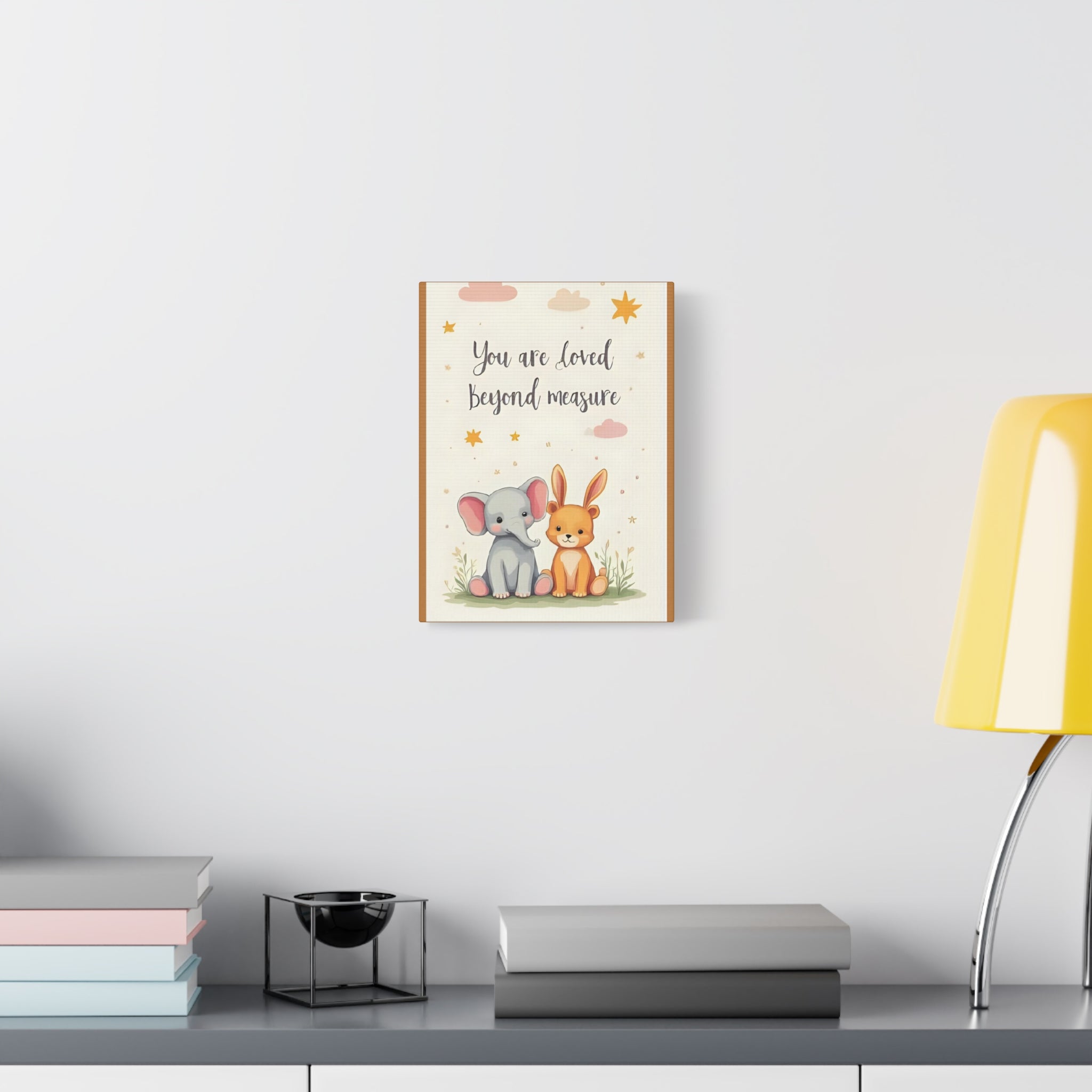 “You’re loved” Whimsical Canvas Artwork, Nursery Decor, Baby Shower Gift, Kids Room Wall Art, Inspirational Childrens Print, Cute Animal Illustration - Katoon kid 