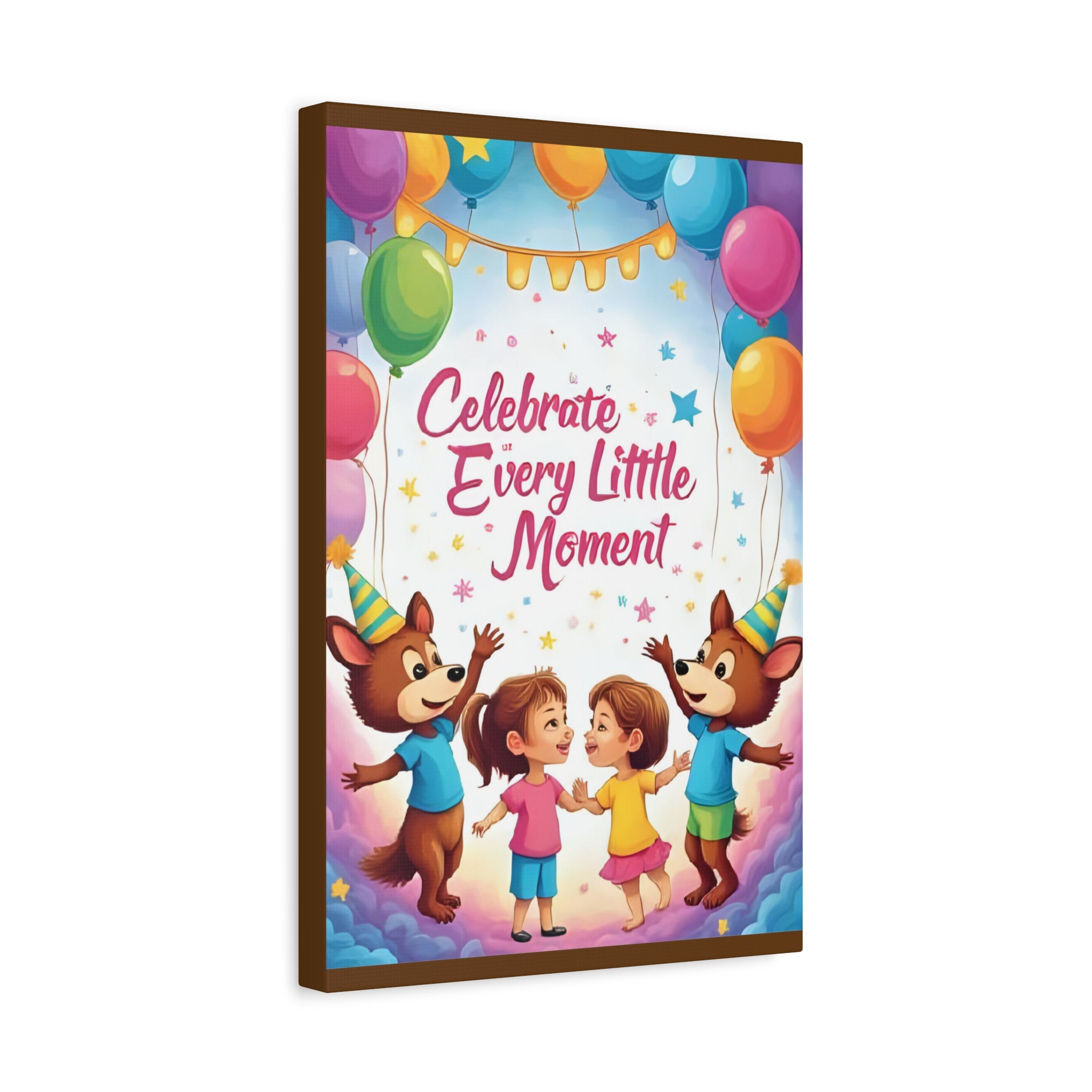 Canvas Wall Art - Celebrate Every Little Moment, Kids Room Decor, Nursery Artwork, Birthday Party Decoration, Playroom Wall Decor - Katoon kid 