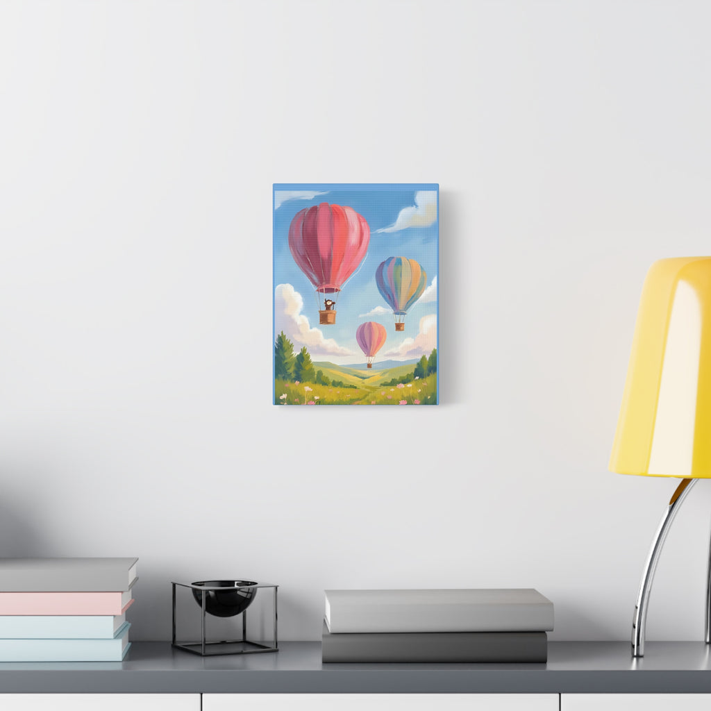 Colorful Canvas Painting, Hot Air Balloon Friends, Kids Room Decor - Katoon kid 