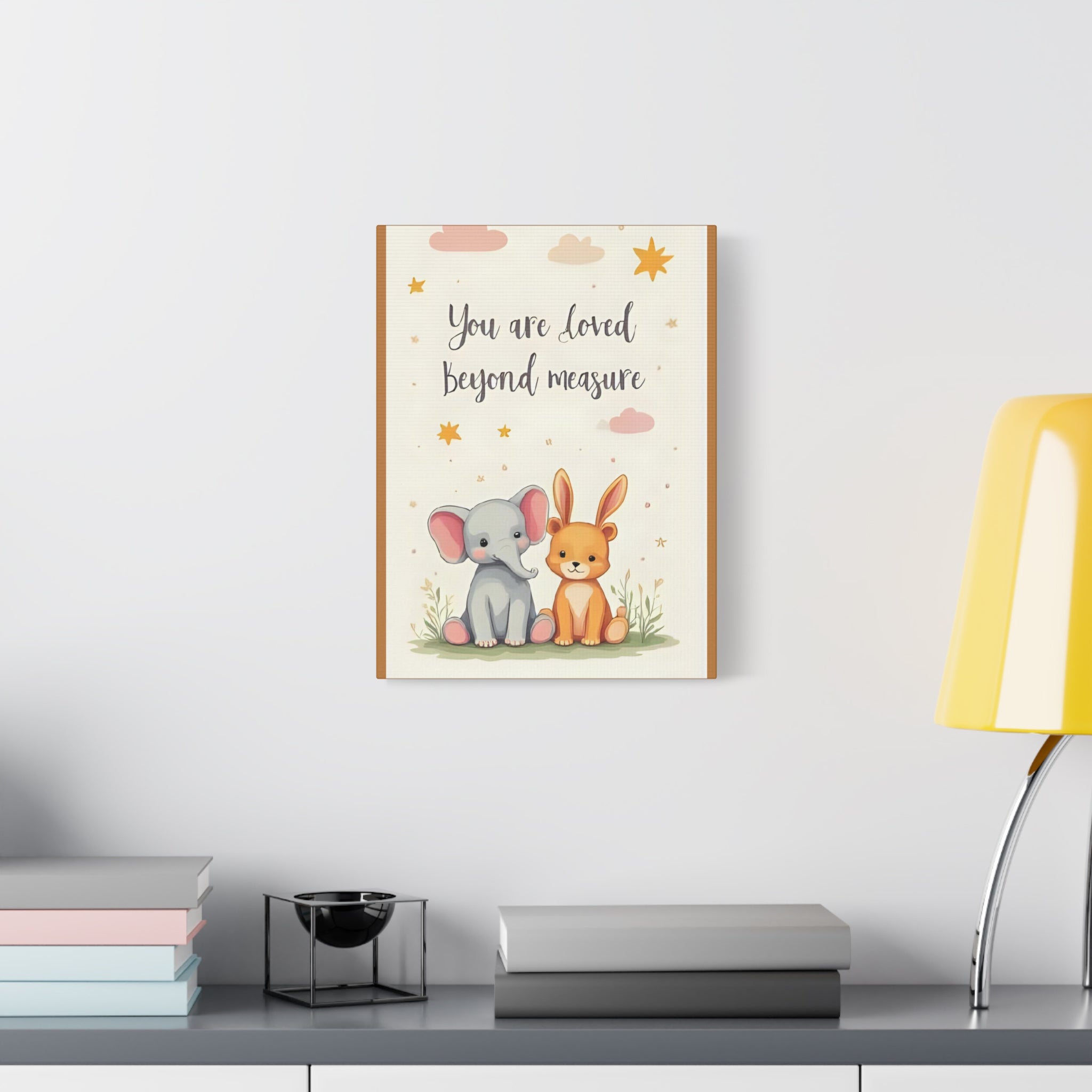 “You’re loved” Whimsical Canvas Artwork, Nursery Decor, Baby Shower Gift, Kids Room Wall Art, Inspirational Childrens Print, Cute Animal Illustration - Katoon kid 