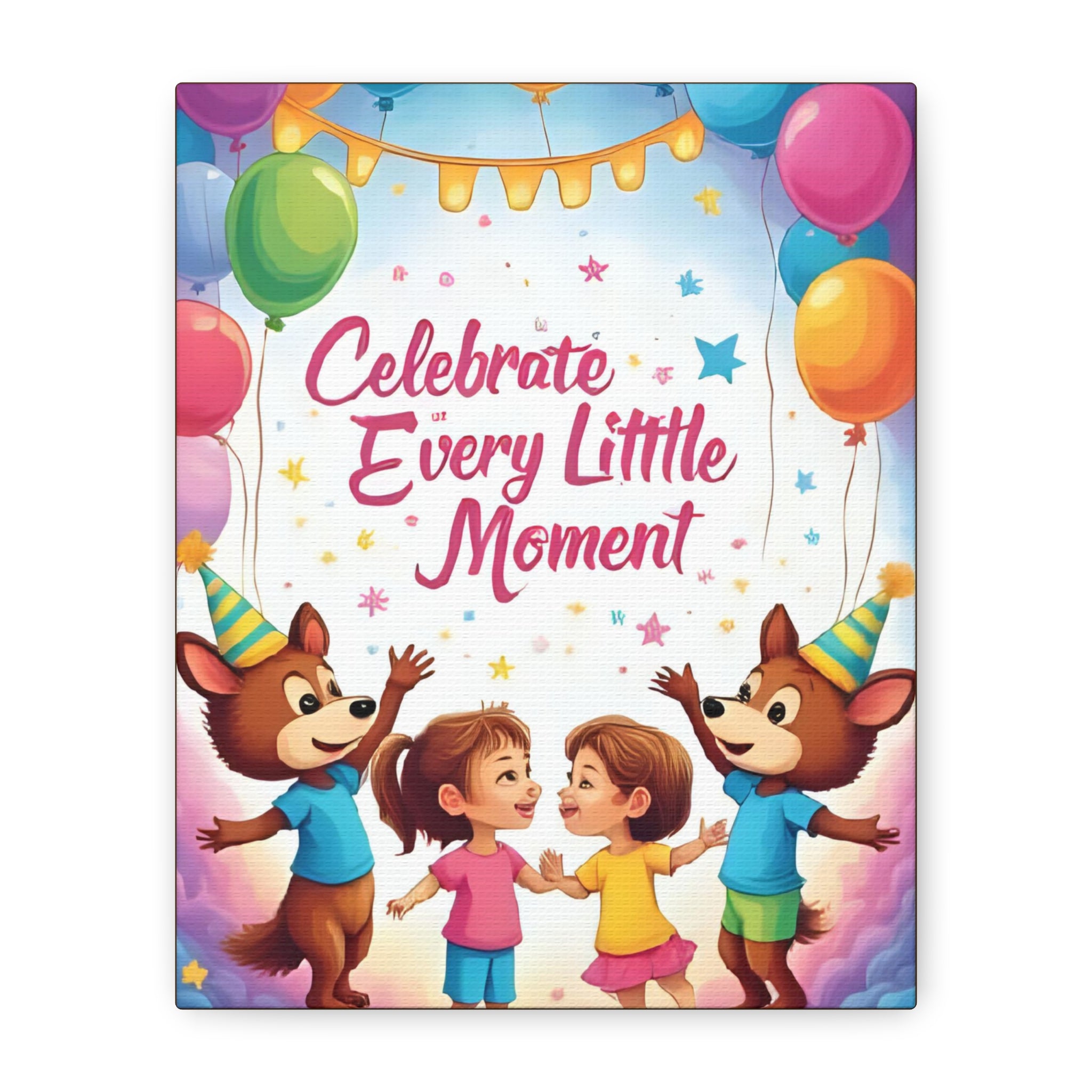 Canvas Wall Art - Celebrate Every Little Moment, Kids Room Decor, Nursery Artwork, Birthday Party Decoration, Playroom Wall Decor - Katoon kid 