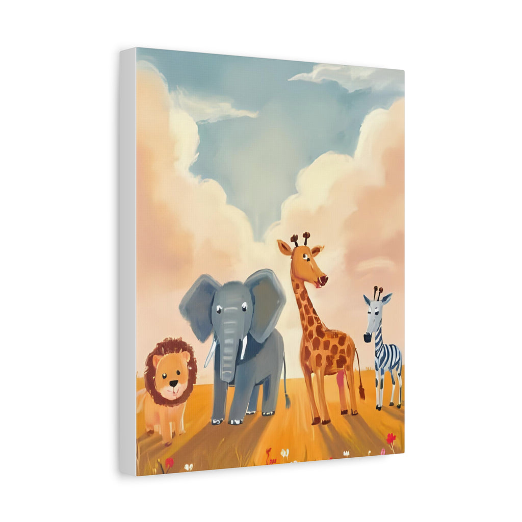 Cute Animal Kids Canvas Art, Safari Nursery Wall Decor, Safari Theme Print, Baby Shower Gift, Playroom Decoration - Katoon kid 