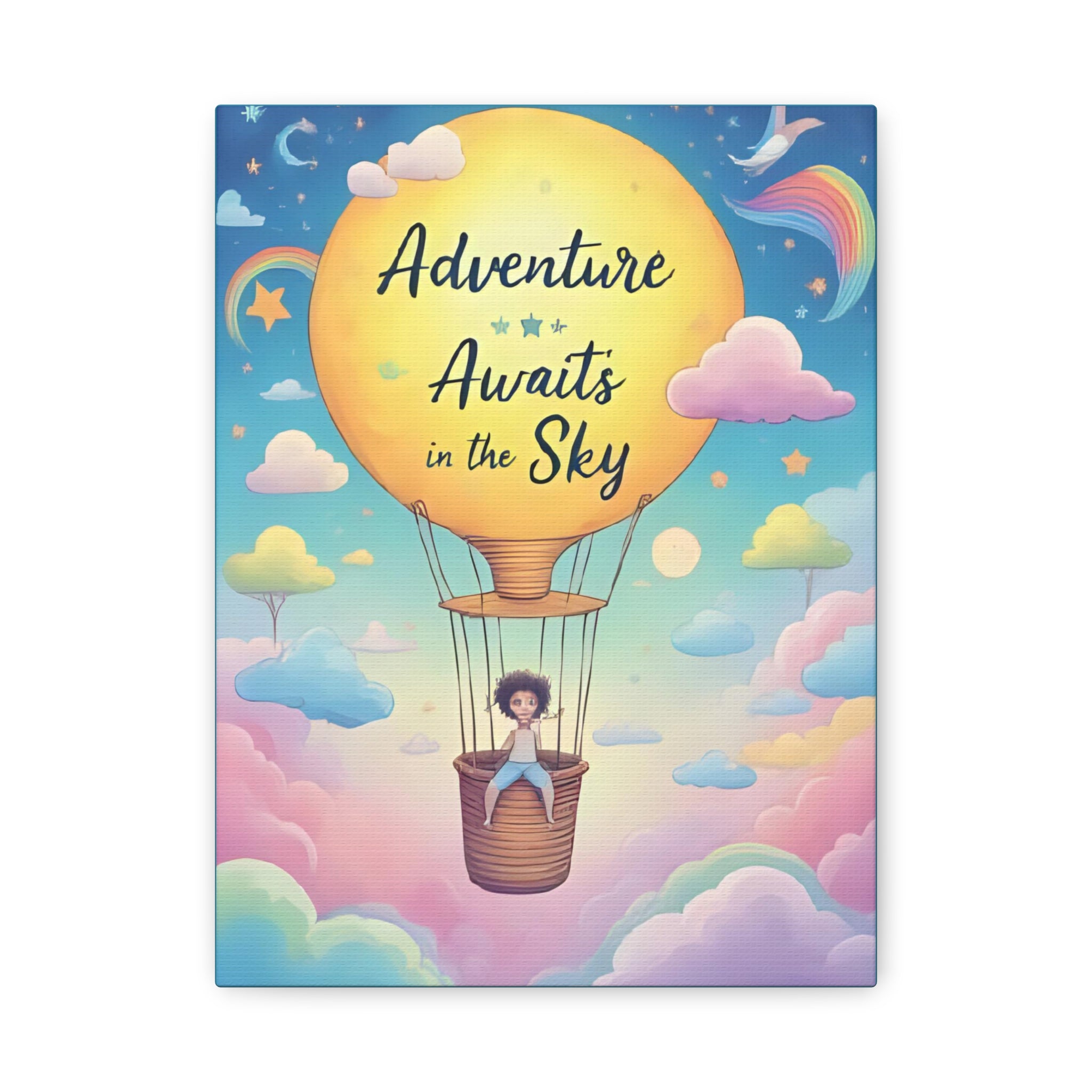 Adventure Awaits Canvas Print, Child's Room Decor, Inspirational Art, Hot Air Balloon Artwork, Playroom Wall Art - Katoon kid 