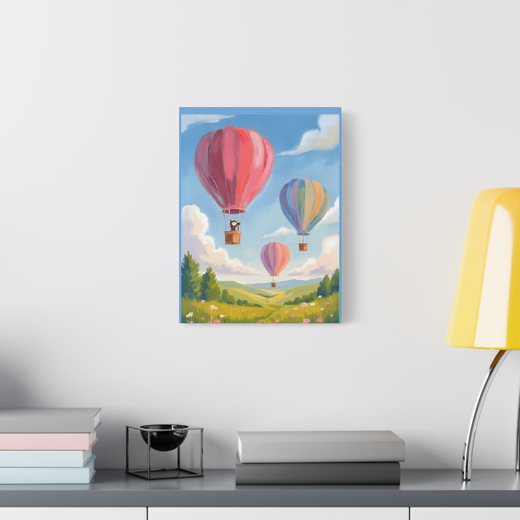 Colorful Canvas Painting, Hot Air Balloon Friends, Kids Room Decor - Katoon kid 